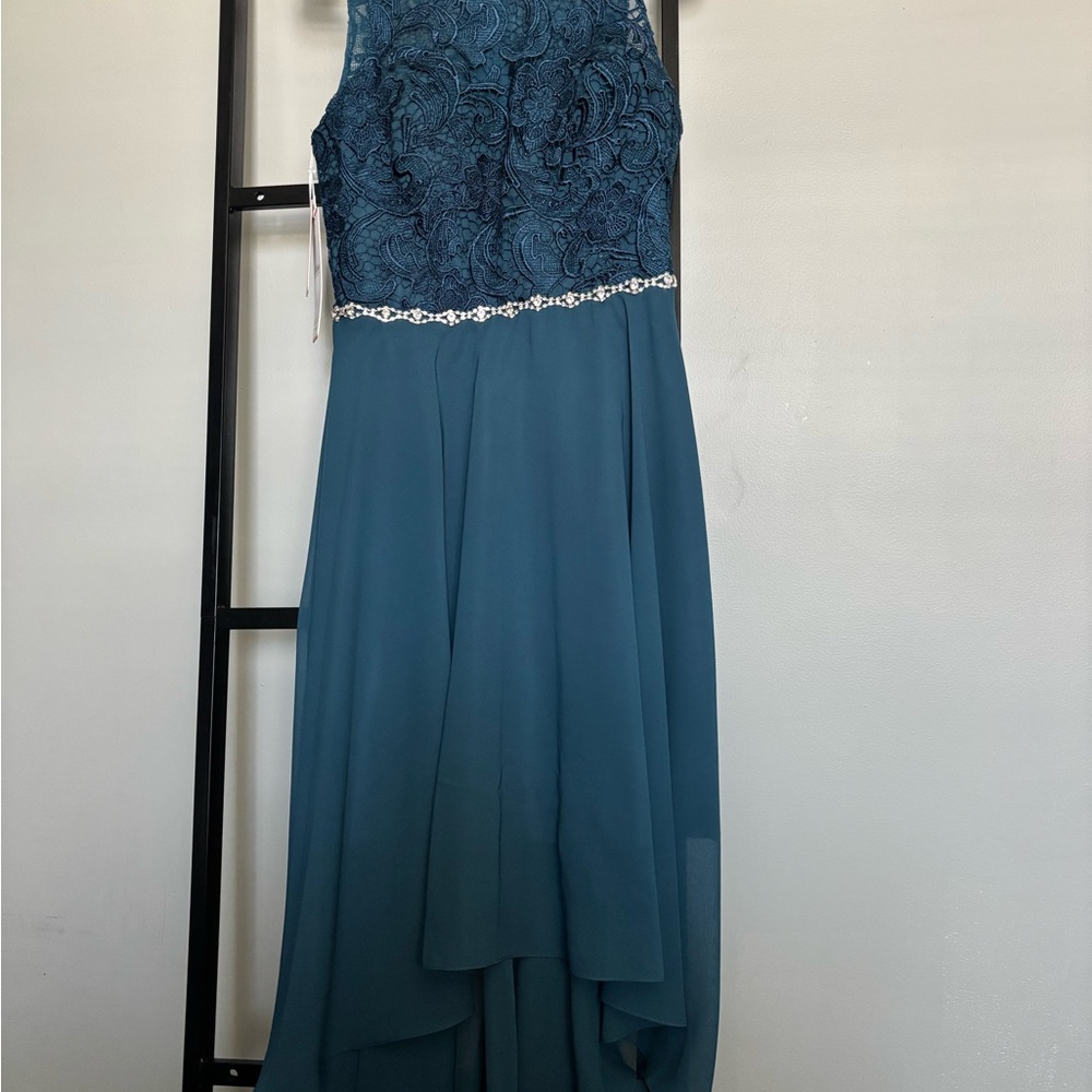 JJs House Teal High Low Dress with Lace